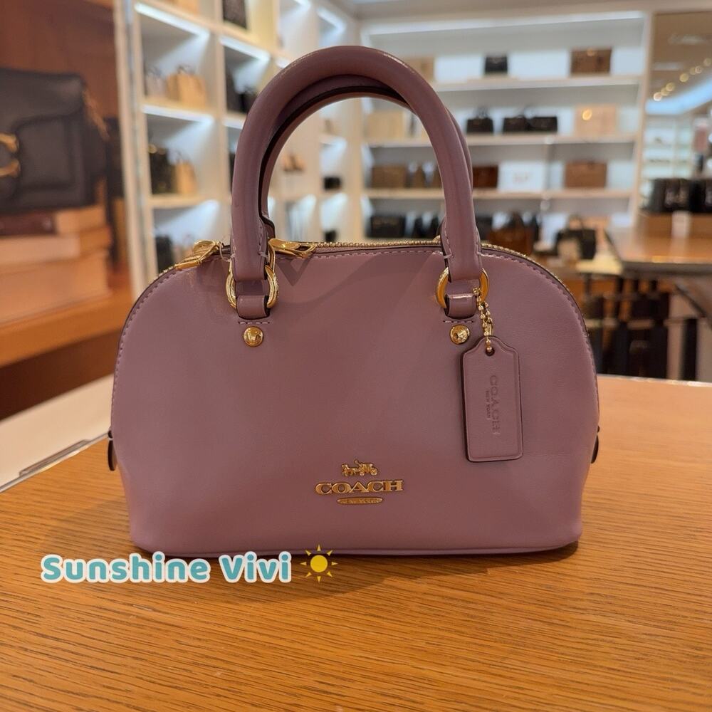 NWT Coach Lala Mini Satchel Bag CEA01 Shiny nappa leather IM/LILAC